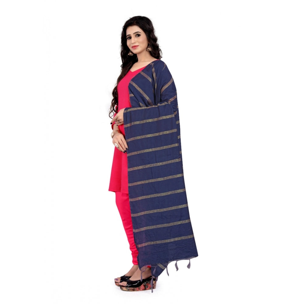 Seduva Women's Cotton Jari Woven Work Dupatta (Blue, Length:2-2.4 mtr)