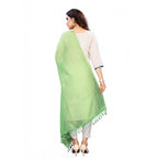Seduva Women's Cotton Silk Strips Printed Dupatta (Parrot Green, Length:2-2.4 mtr)