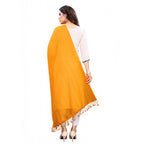 Seduva Women's Cotton Silk Strips Printed Dupatta (Musterd Yellow, Length:2-2.4 mtr)