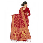 Seduva Women's Banarasi Silk Saree With Blouse (Maroon, 5-6Mtrs)