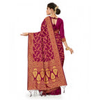 Seduva Women's Banarasi Silk Saree With Blouse (Wine, 5-6Mtrs)