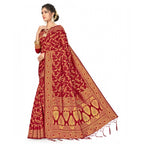 Seduva Women's Banarasi Silk Saree With Blouse (Maroon, 5-6Mtrs)