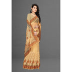 Seduva Women's Net Saree With Blouse (Chiku, 5-6Mtrs)