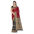 Seduva Women's Banarasi Silk Saree With Blouse (Black, Red, 5-6Mtrs)