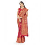 Seduva Women's Banarasi Silk Saree With Blouse (Peach, 5-6Mtrs)