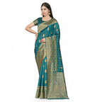 Seduva Women's Banarasi Silk Saree With Blouse (Peach, 5-6Mtrs)