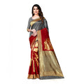 Seduva Women's Banarasi Silk Saree With Blouse (Grey, Red, 5-6Mtrs)