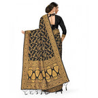 Seduva Women's Banarasi Silk Saree With Blouse (Black, 5-6Mtrs)
