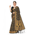 Seduva Women's Banarasi Silk Saree With Blouse (Black, 5-6Mtrs)