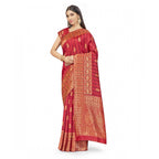 Seduva Women's Banarasi Silk Saree With Blouse (Peach, 5-6Mtrs)