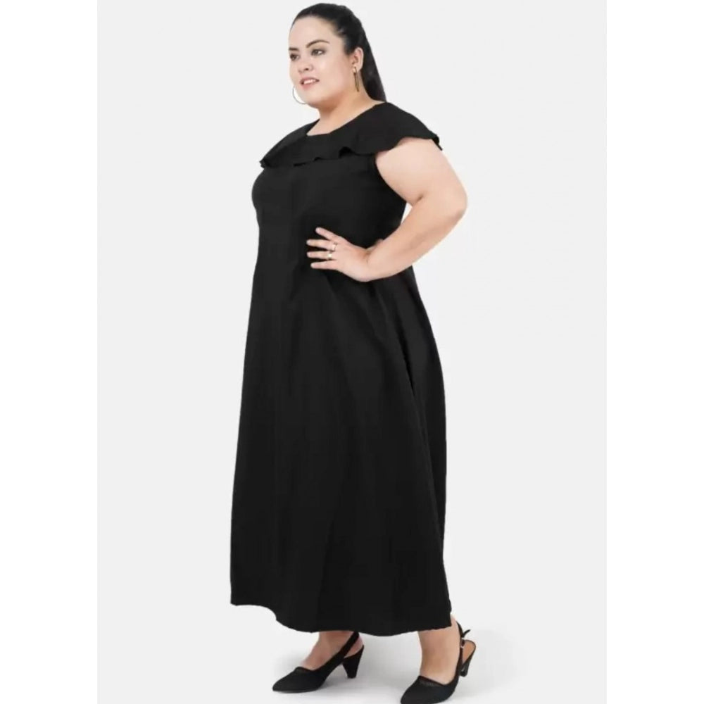 Seduva Women's Fit And Flare Black Dress (Black)