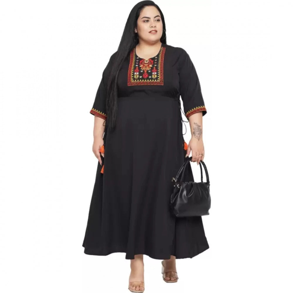 Seduva Women's Fit And Flare Black Dress (Black)