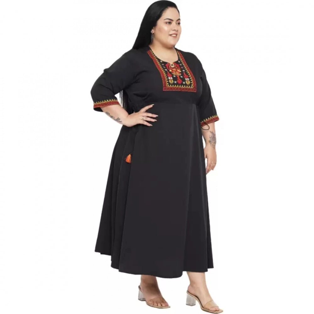 Seduva Women's Fit And Flare Black Dress (Black)