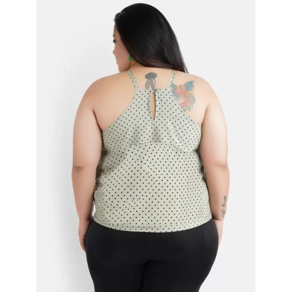 Seduva Women's Casual Sleeveless Polka Print Green Top (Grey, Crepe)