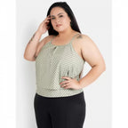 Seduva Women's Casual Sleeveless Polka Print Green Top (Grey, Crepe)
