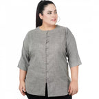 Seduva Women's Casual Solid Grey Top (Grey, Cotton Linen Blend)