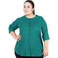 Seduva Women's Casual Solid Green Top (Green, Cotton Linen Blend)