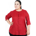 Seduva Women's Casual Solid Maroon Top (Maroon, Cotton Linen Blend)