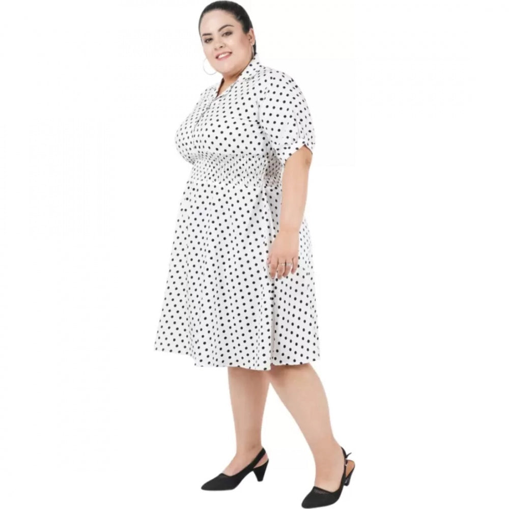 Seduva Women's Cinched Waist White Dress (White, Poly Crepe)