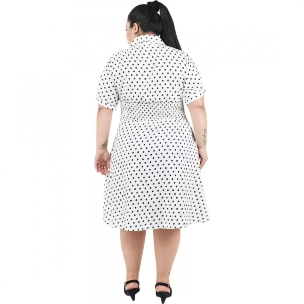 Seduva Women's Cinched Waist White Dress (White, Poly Crepe)
