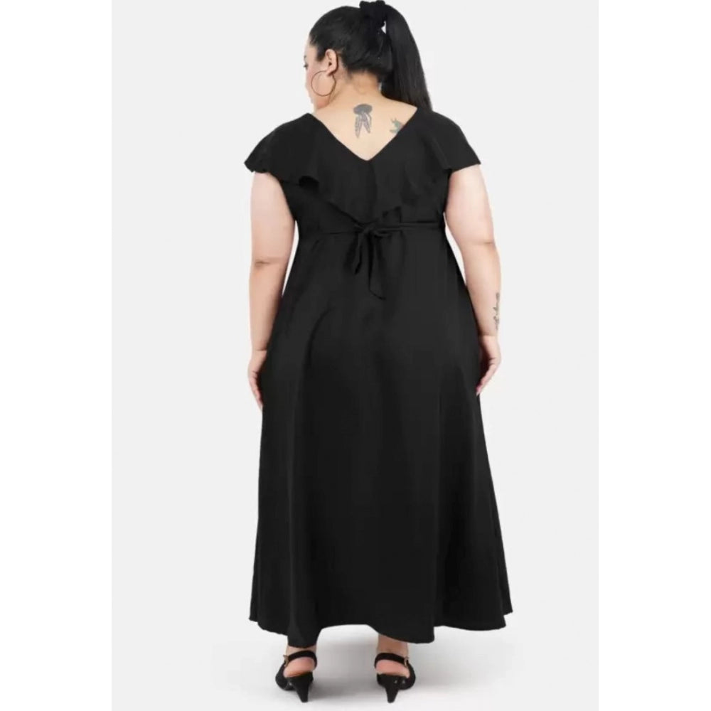 Seduva Women's Fit And Flare Black Dress (Black)