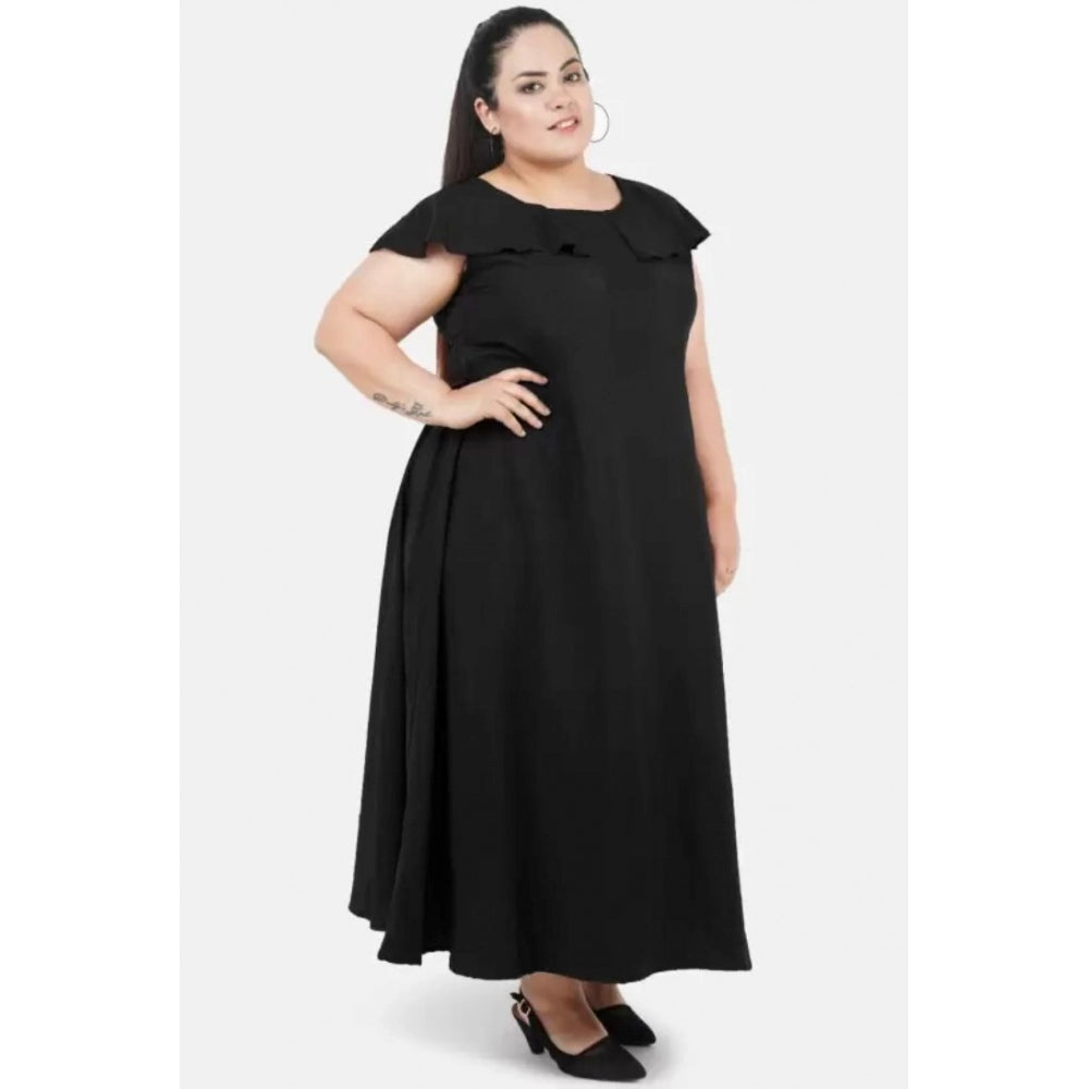 Seduva Women's Fit And Flare Black Dress (Black)