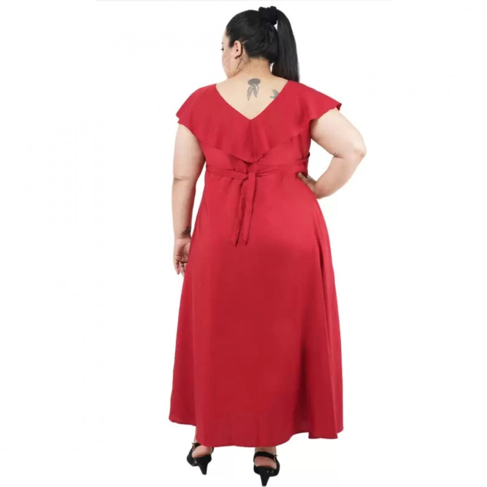 Seduva Women's Fit And Flare Maroon Dress (Maroon)