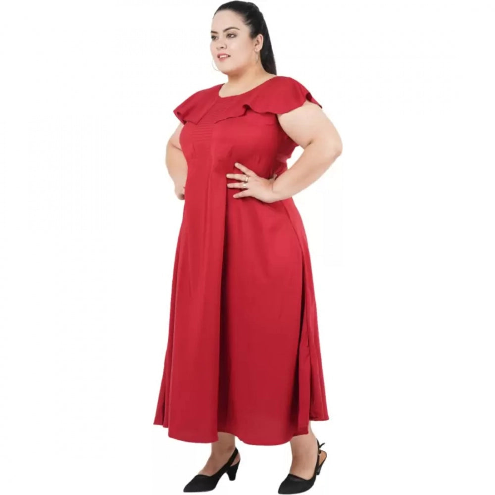 Seduva Women's Fit And Flare Maroon Dress (Maroon)