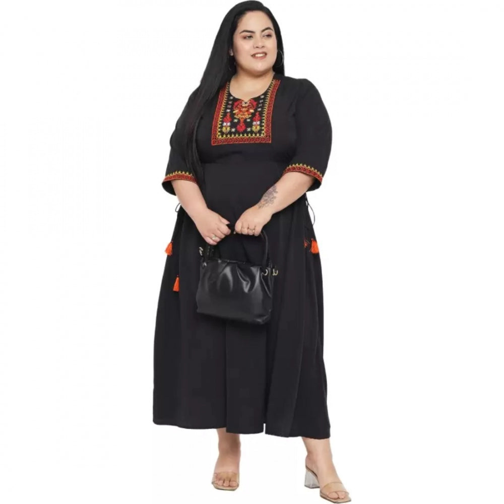 Seduva Women's Fit And Flare Black Dress (Black)