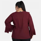 Seduva Women's Casual Bell Sleeve Solid Maroon Top (Maroon, Georgette)