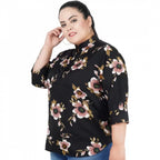 Seduva Women's Casual Three Fourth Sleeve Printed Black Top (Black, Poly Crepe)