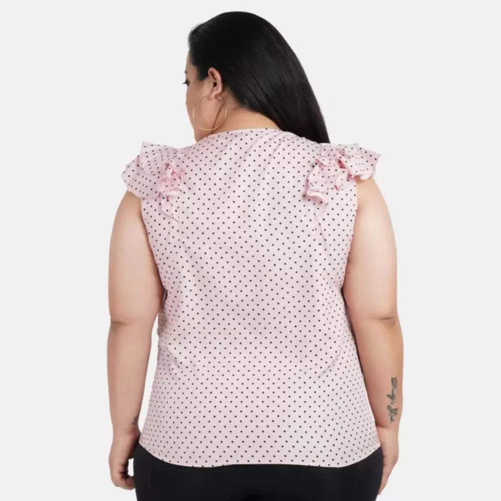Seduva Women's Casual Flared Sleeve Printed Pink Top (Pink, Crepe)
