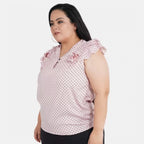 Seduva Women's Casual Flared Sleeve Printed Pink Top (Pink, Crepe)