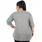Seduva Women's Casual Solid Grey Top (Grey, Cotton Linen Blend)