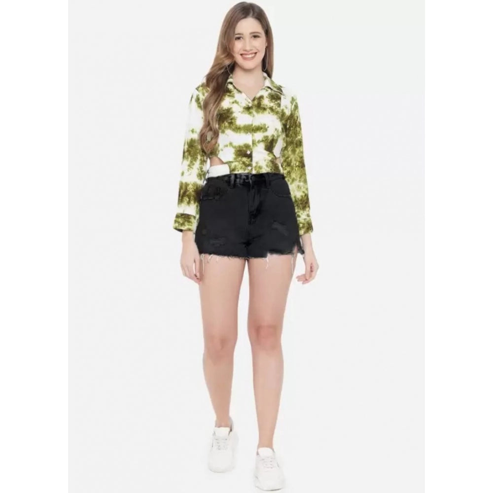 Seduva Women's Casual Printed Green Top (Green)