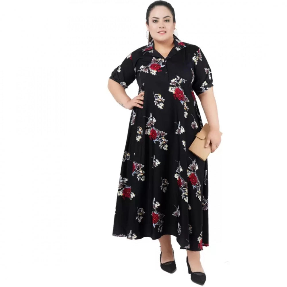 Seduva Women's Fit And Flare Black Dress (Black)