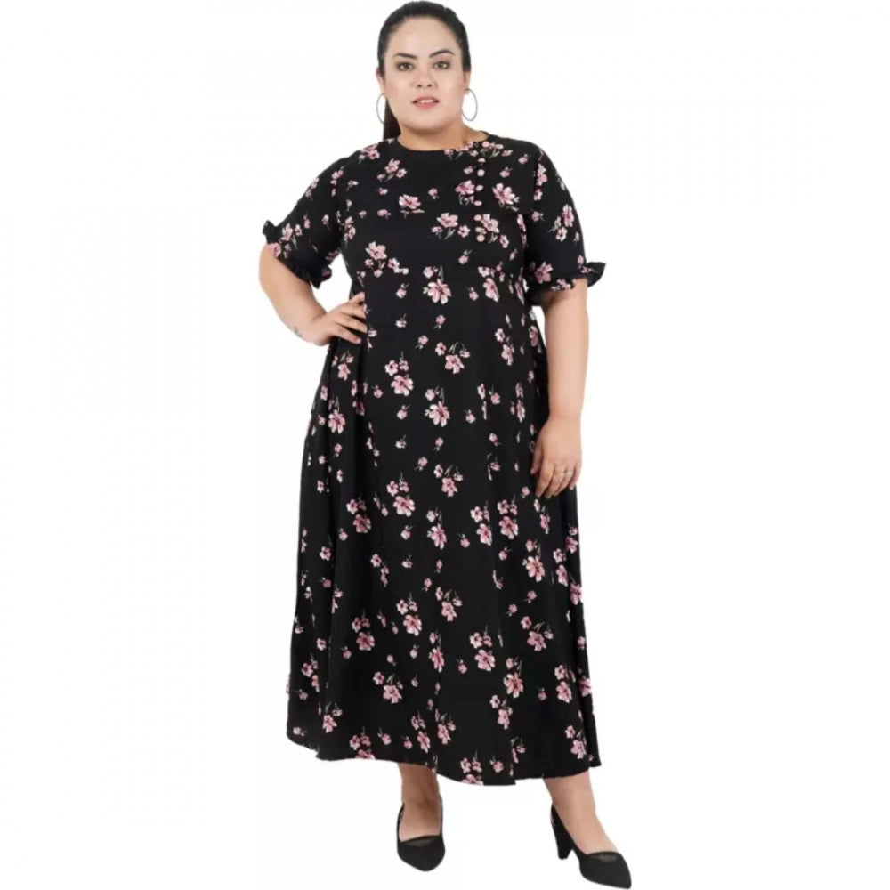 Seduva Women's Maxi Black Dress (Black, Poly Crepe)