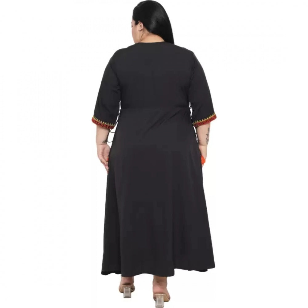 Seduva Women's Fit And Flare Black Dress (Black)