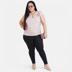 Seduva Women's Casual Flared Sleeve Printed Pink Top (Pink, Crepe)