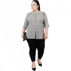 Seduva Women's Casual Solid Grey Top (Grey, Cotton Linen Blend)