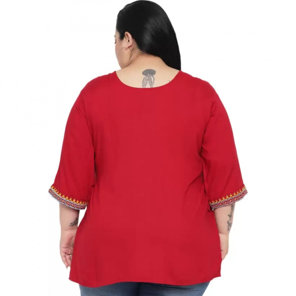 Seduva Women's Casual Embroidered Maroon Top (Maroon)
