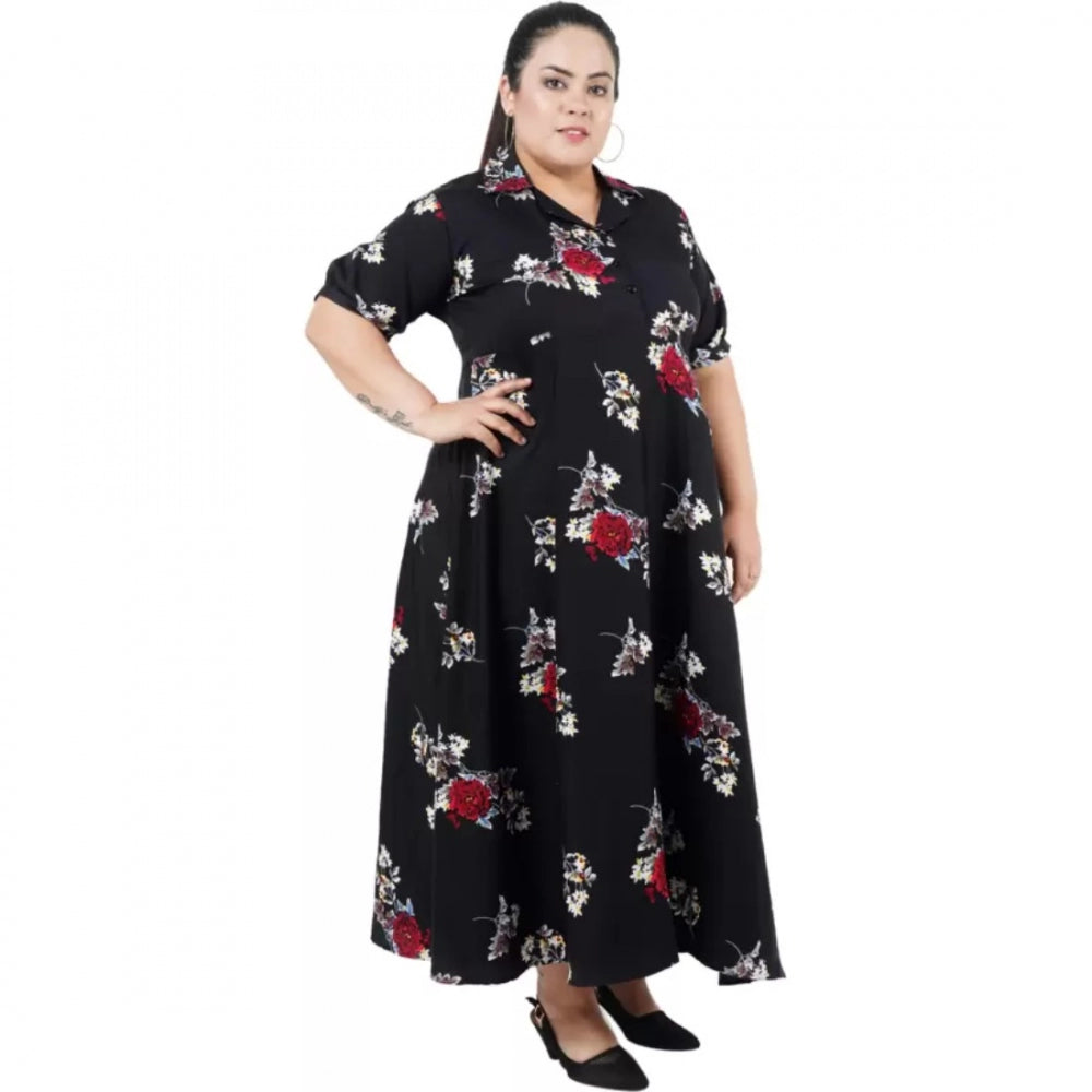 Seduva Women's Fit And Flare Black Dress (Black)