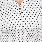 Seduva Women's Cinched Waist White Dress (White, Poly Crepe)