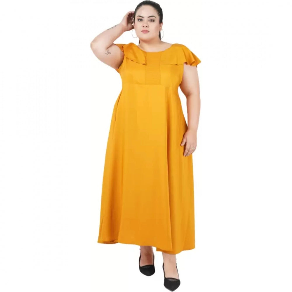Seduva Women's Fit And Flare Yellow Dress (Yellow)