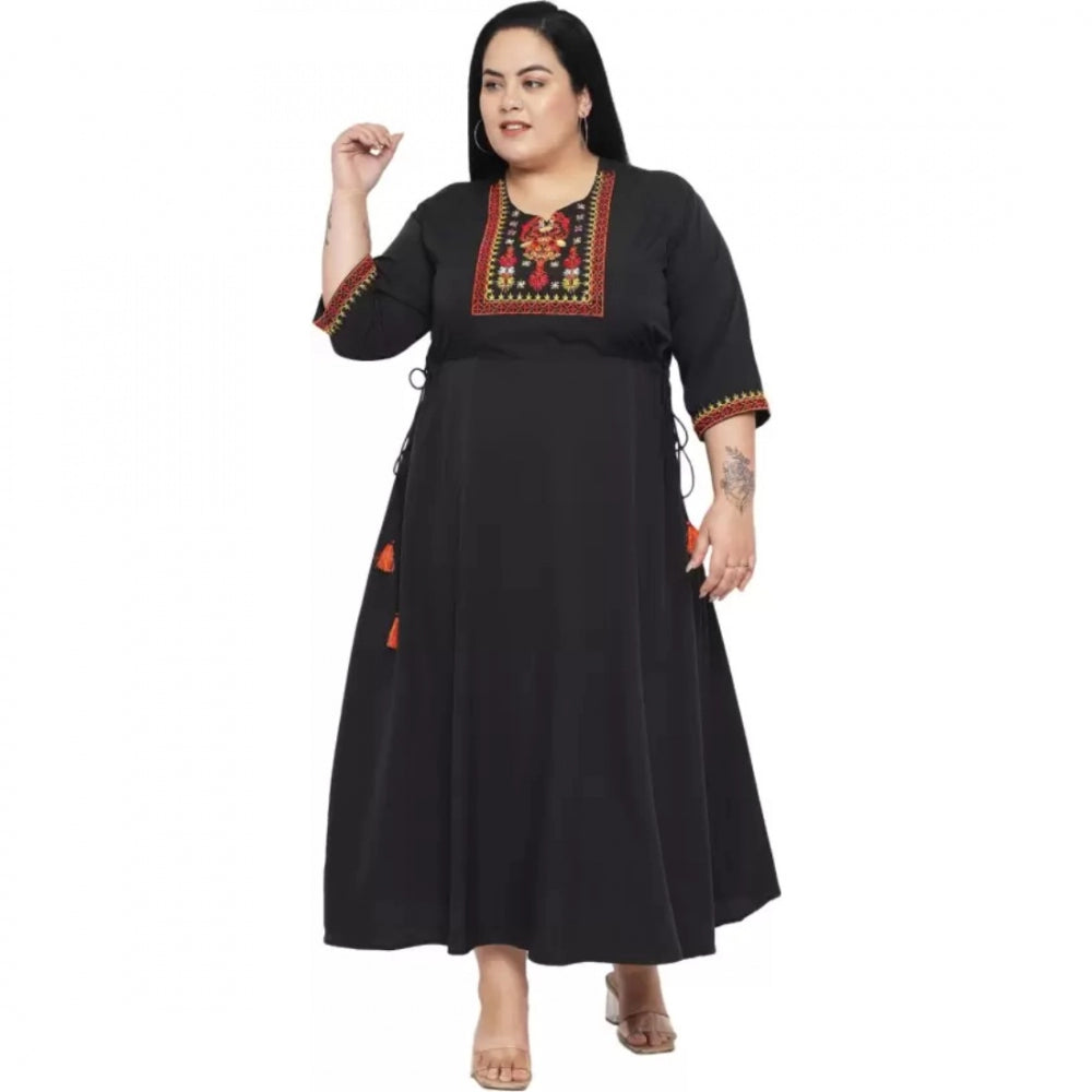 Seduva Women's Fit And Flare Black Dress (Black)