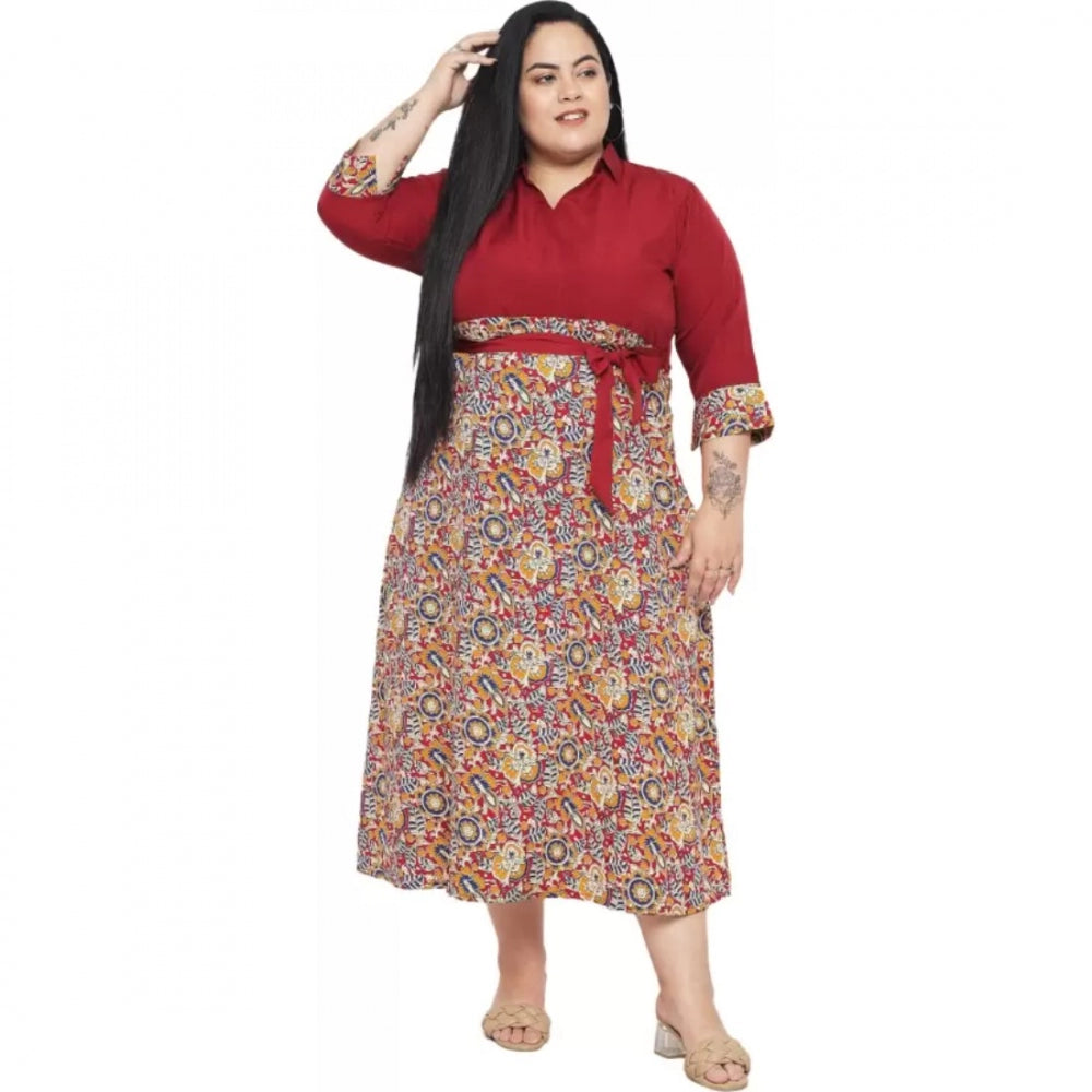 Seduva Women's Fit And Flare Maroon Dress (Maroon)