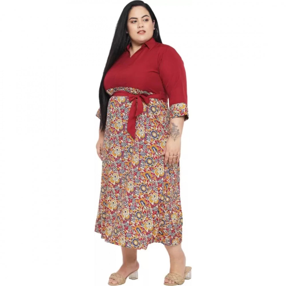Seduva Women's Fit And Flare Maroon Dress (Maroon)