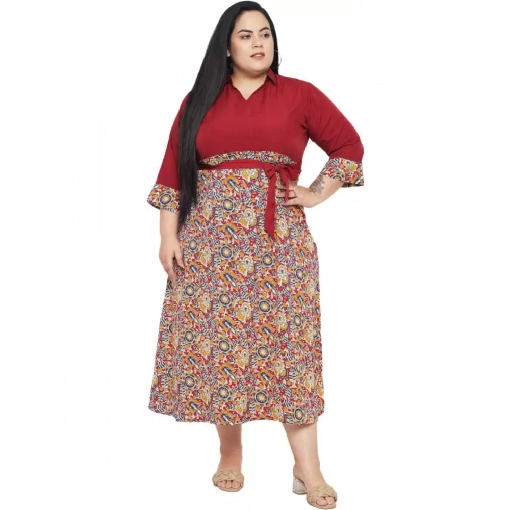 Seduva Women's Fit And Flare Maroon Dress (Maroon)