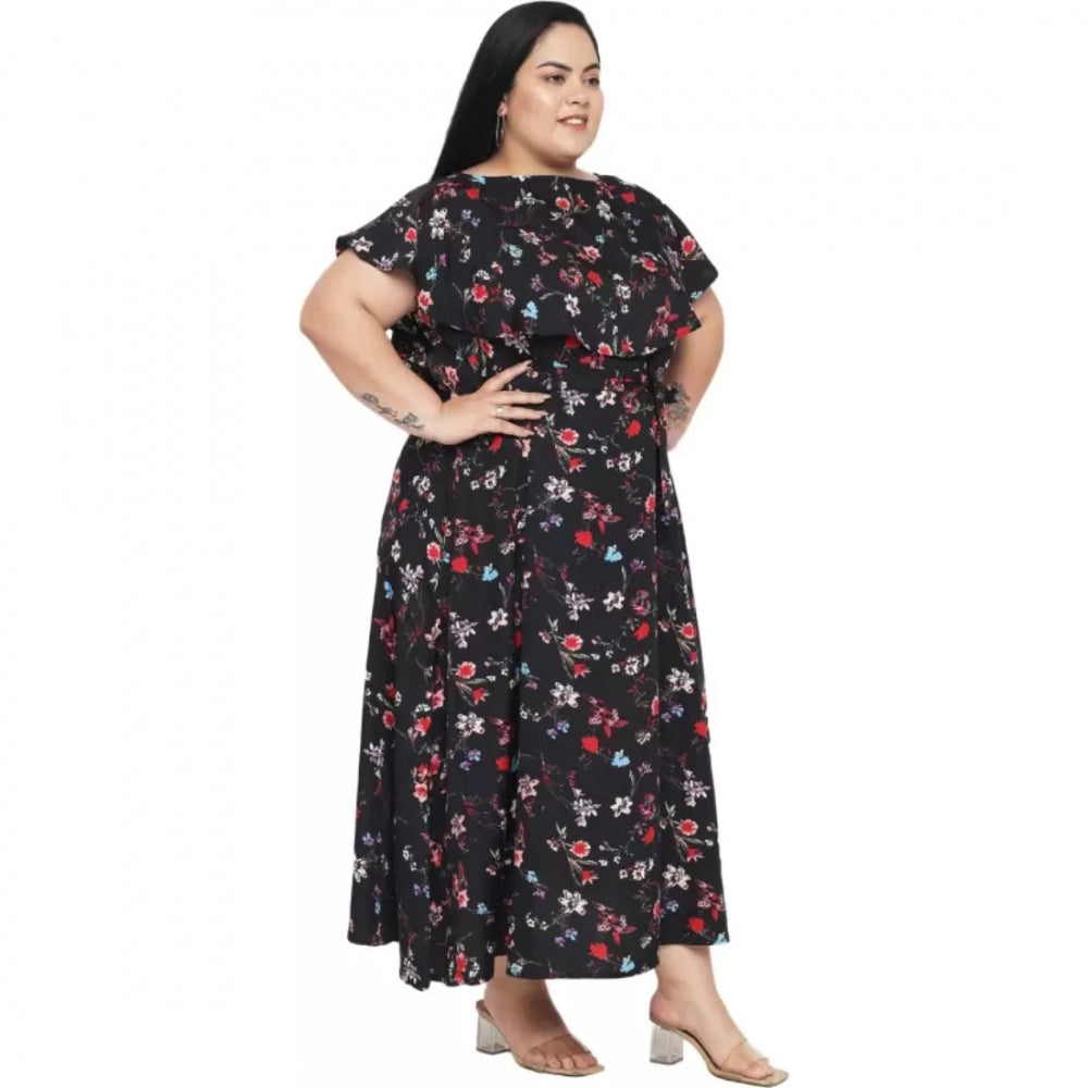 Seduva Women's Fit And Flare Black Dress (Black)