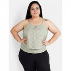 Seduva Women's Casual Sleeveless Polka Print Green Top (Grey, Crepe)